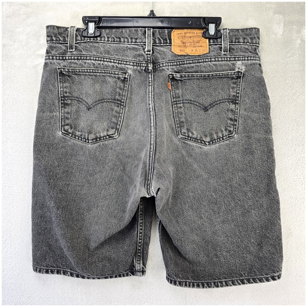 Vintage Levis 550 Orange Tab Shorts Mens 36 Black Denim 10"  Distressed USA Made